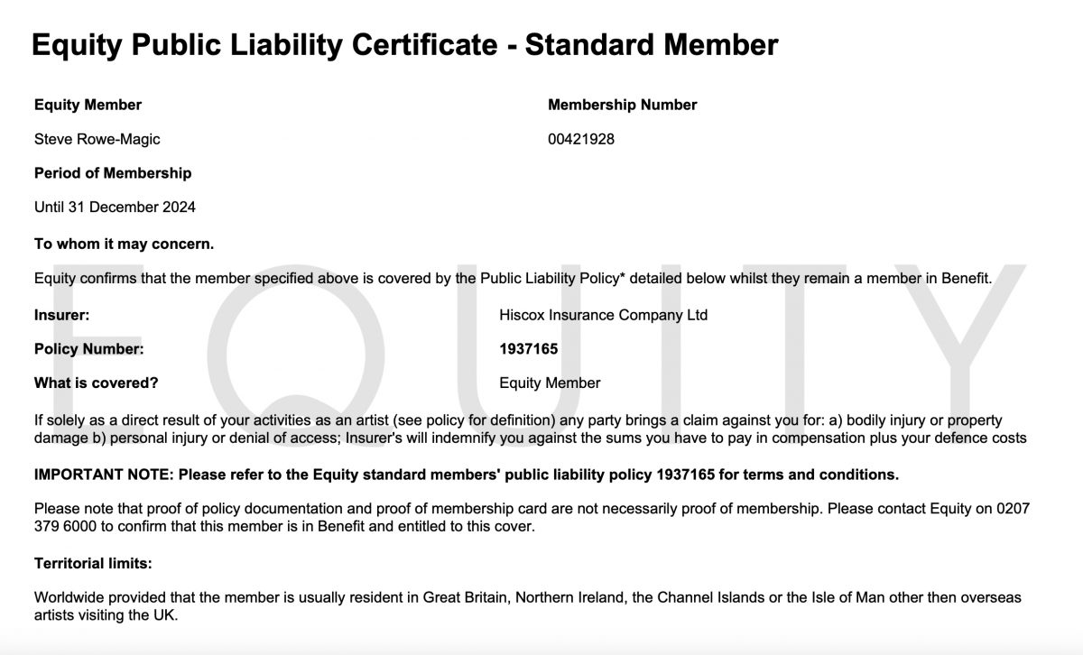 equity certificate